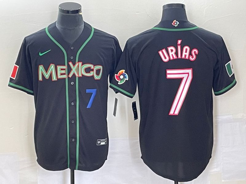 Men 2023 World Cub Mexico 7 Urias Black white Nike MLB Jersey35